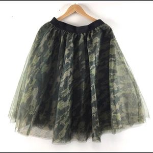 Ashley Stewart Camo Tulle Midi Skirt. Size 14/16